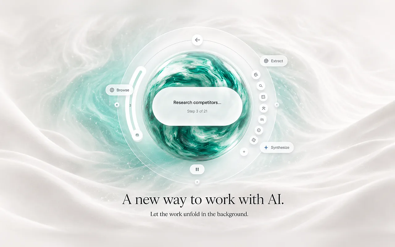 A new way to work with AI: a research task running step by step, browse, extract and synthesis around it.